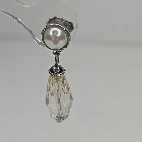 Lia Sophia Pearl Beaded Silver Drop Earrings - Picture 7 of 11